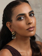 trueBrowns Gold Elephant Embossed Dangle Earrings | Grocsy