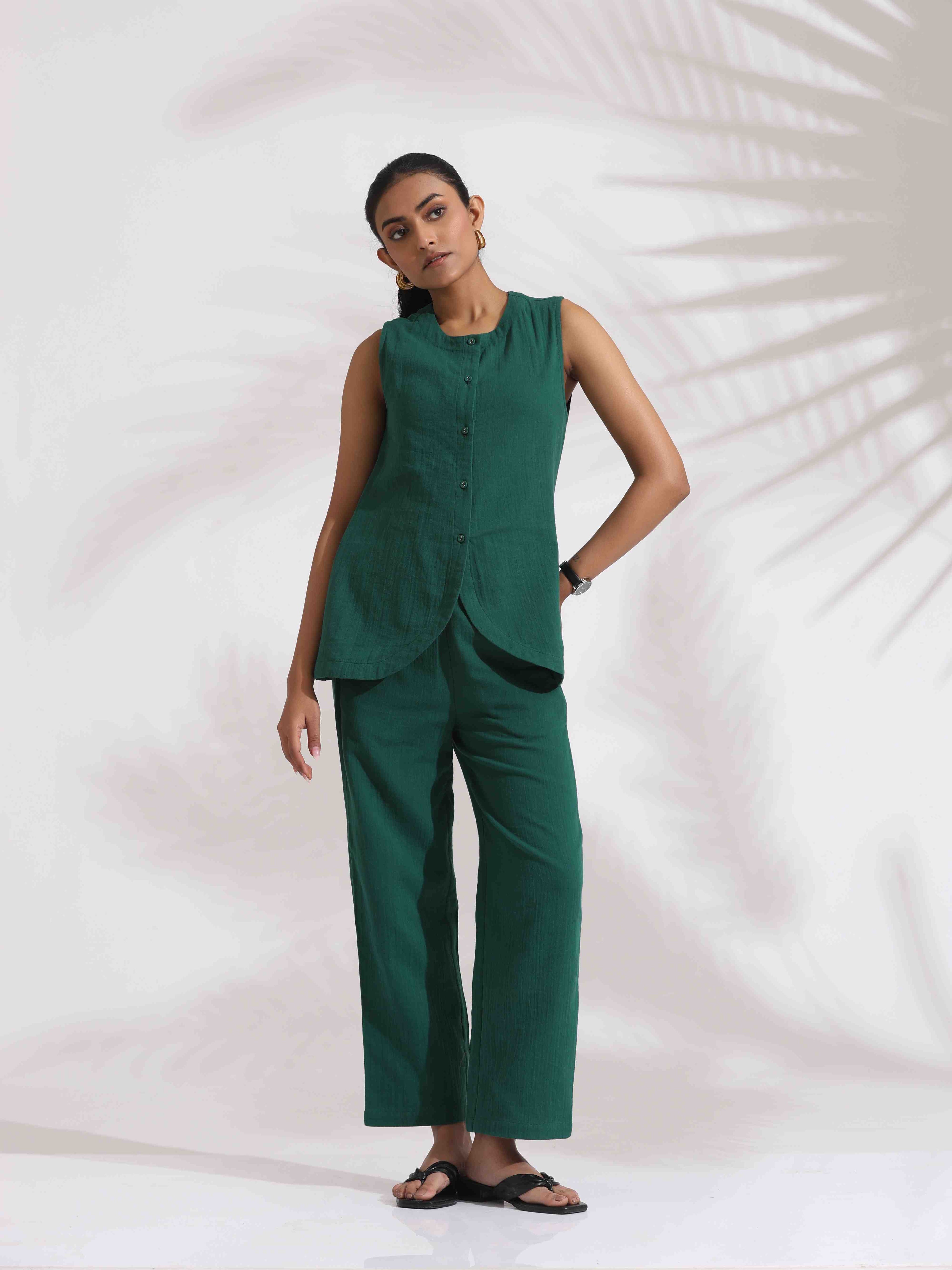trueBrowns Green Cotton Co-ord Set | Grocsy