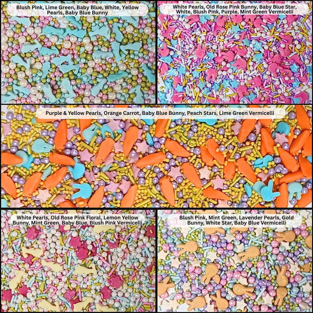 Confect Easter Sprinkles Edible |  Edible Sprinkles Mix for Baking & Cake Pack of 5 (EAST 11) - 100Gms | Grocsy