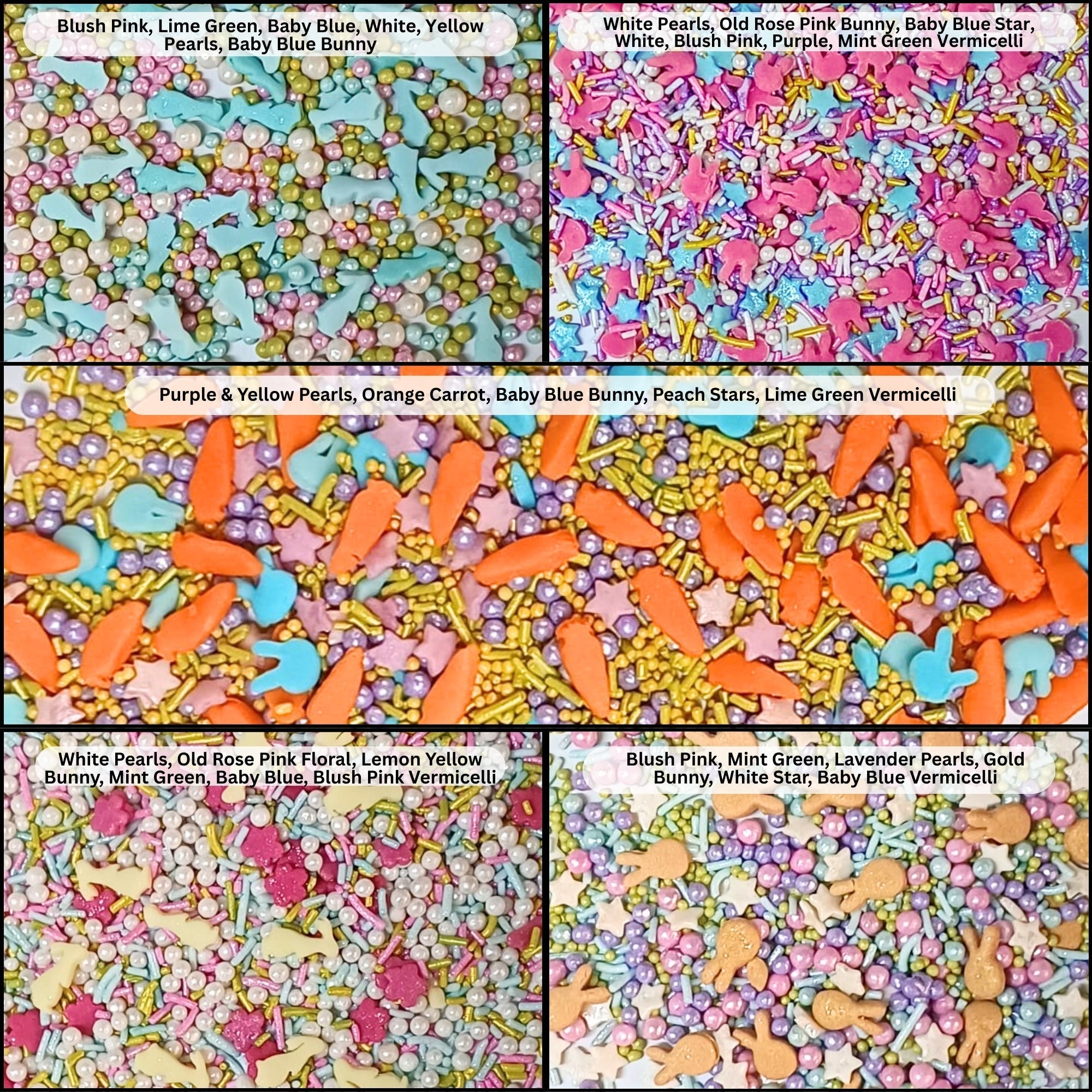 Confect Easter Sprinkles Edible |  Edible Sprinkles Mix for Baking & Cake Pack of 5 (EAST 11) - 100Gms | Grocsy