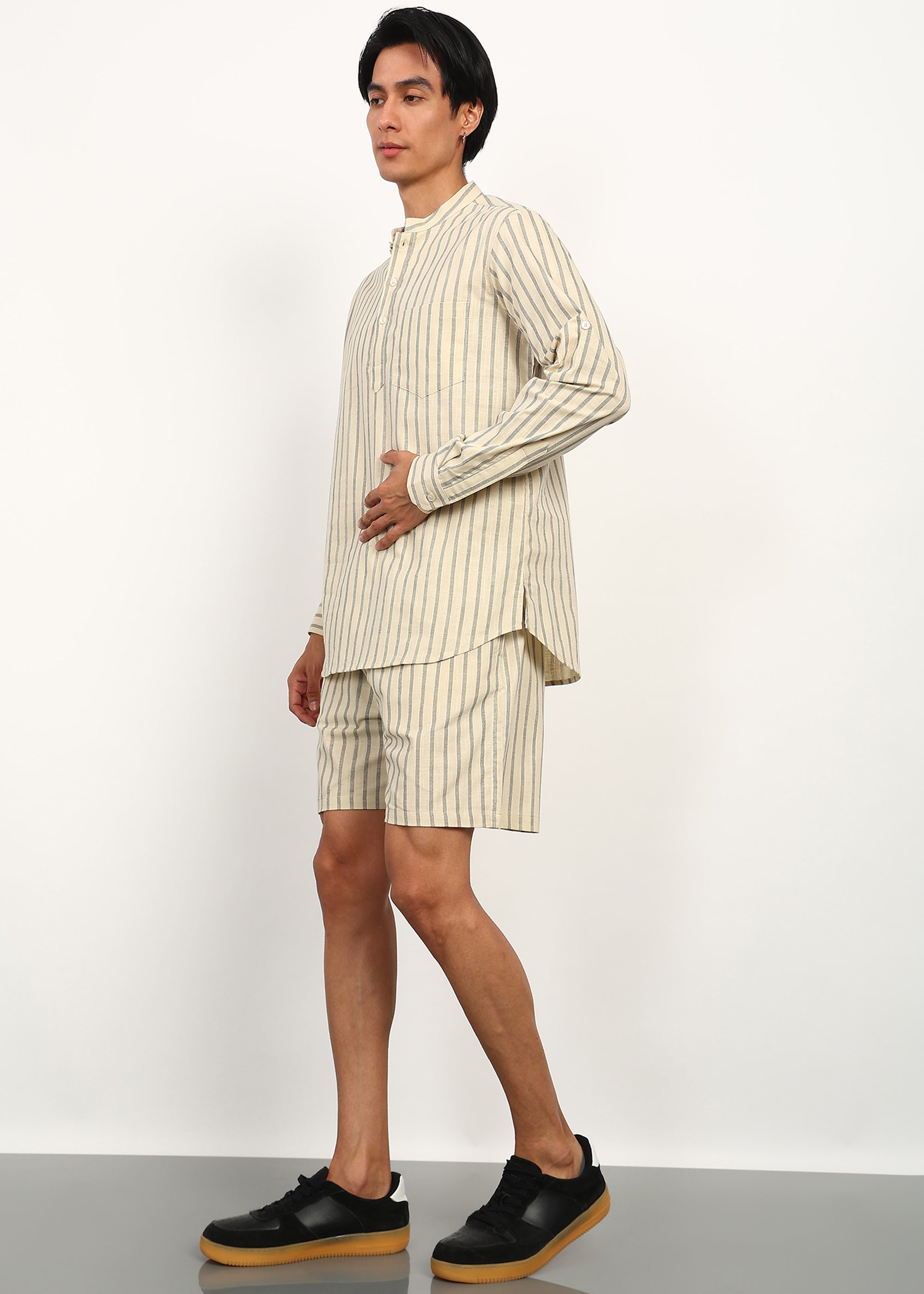 Fabmade Sandline Stripe Linen Co-Ord Set | Grocsy