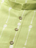 Fabmade Lime Green And White Printed Straight Kurta Pyjama | Grocsy