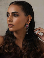 trueBrowns Silver Tone Handpainted Dangle Earrings | Grocsy