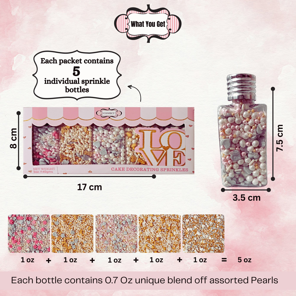 Confect Valentine Sprinkles | 19 Edible Decoration for Baking & Dessert | Grocsy