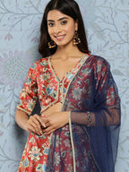 Ahalyaa Printed Zari Ready to Wear Lehenga & Blouse With Dupatta | Grocsy