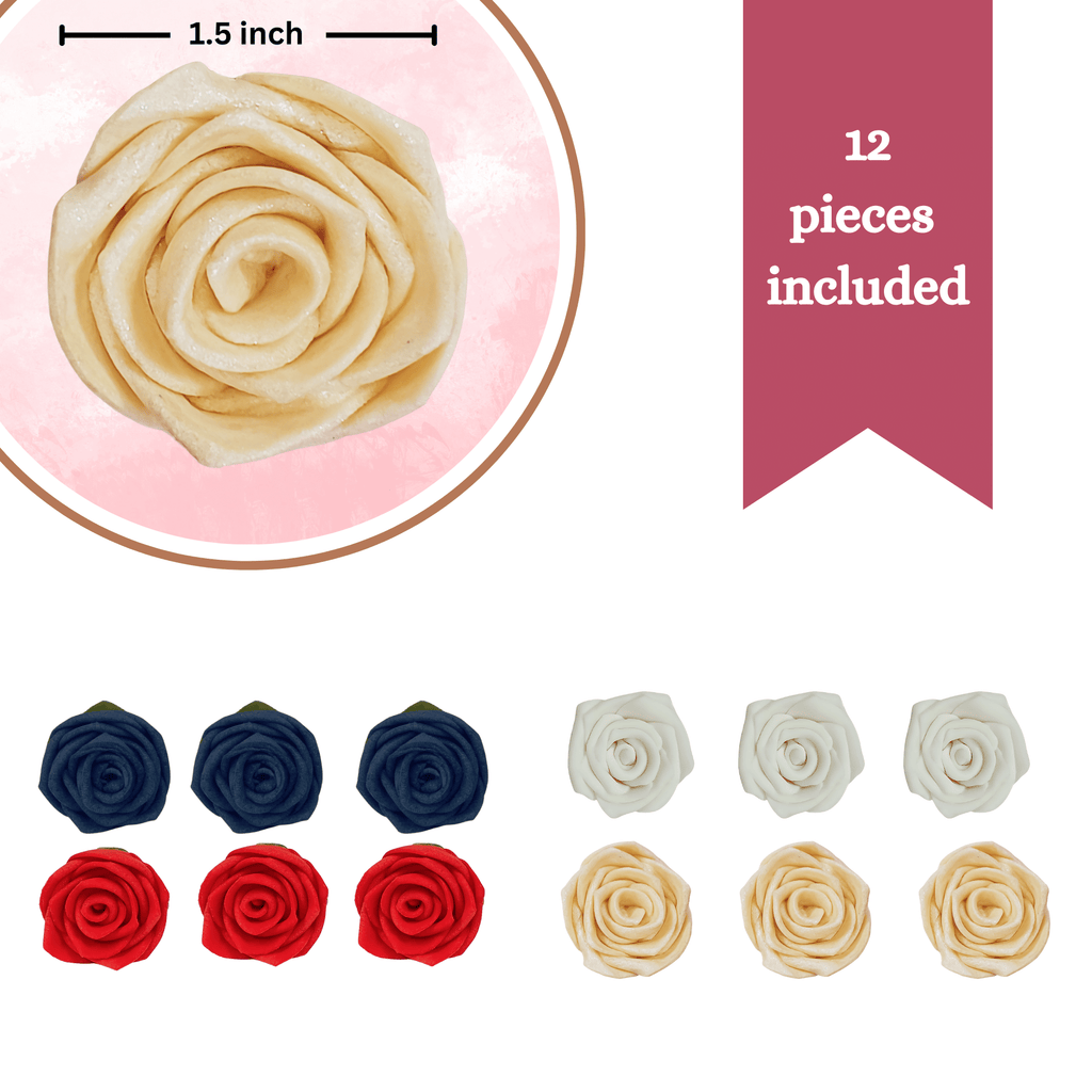 Confect Edible Sugar Roses Cake Toppers - Pack of 12 (02) | Grocsy