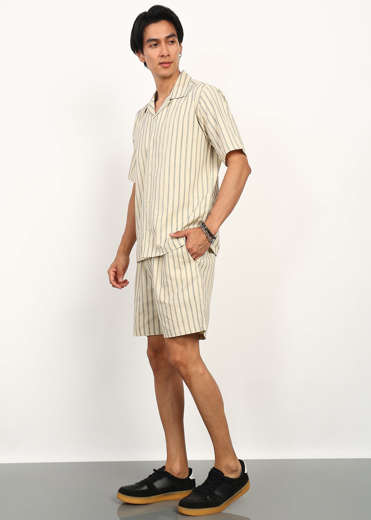Fabmade Ivory Stripe Ease Co-Ord Set | Grocsy