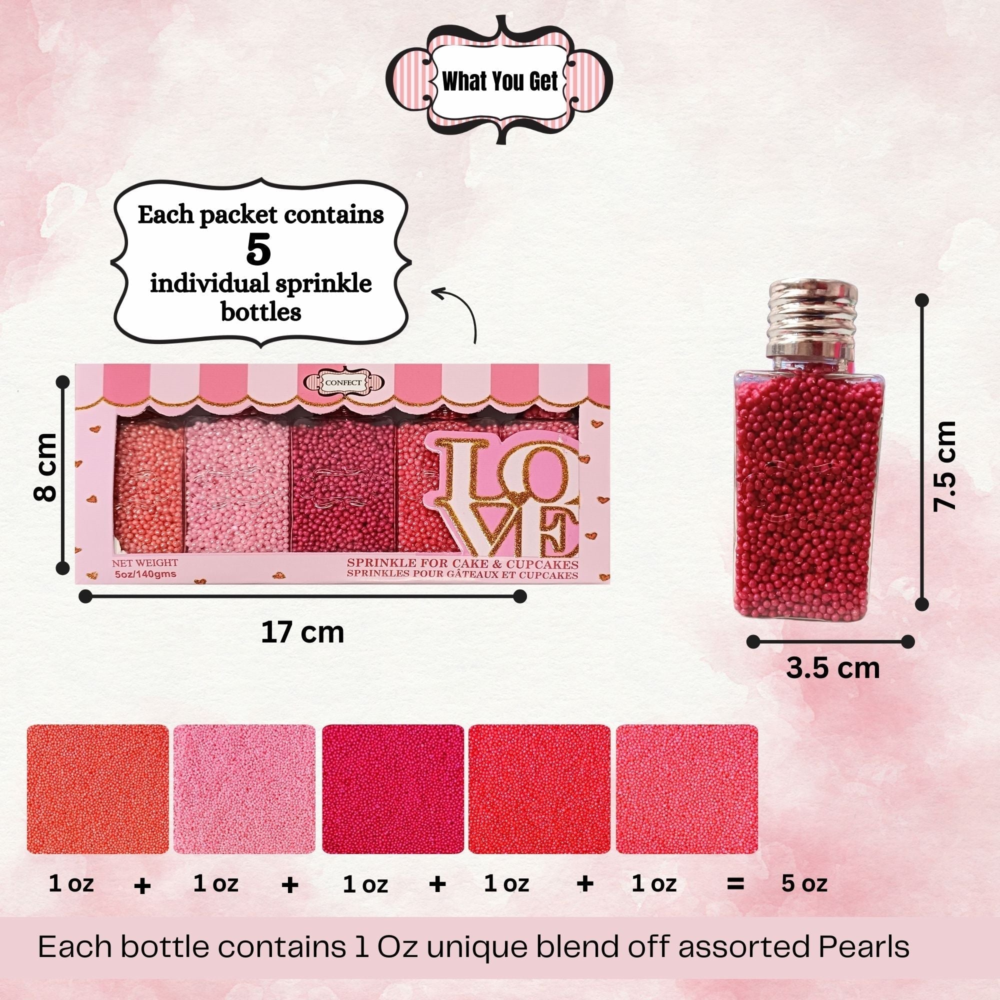Confect Valentine Sprinkles | 02 Edible Decoration for Baking & Dessert | Grocsy
