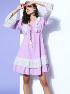 InWeave Women's Mauve Lacy Short Dress | Grocsy