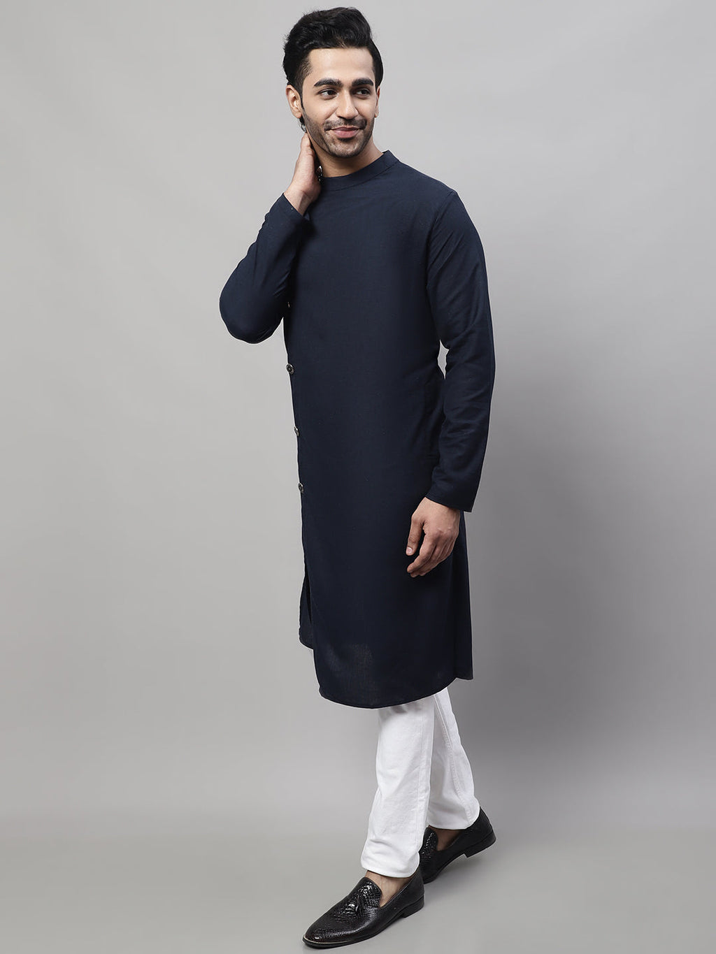 Even Apparels Blue Sherwani Kurta With Asymetrical Cut | Grocsy