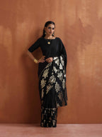 trueBrowns Black Metallic Ready To Wear Saree | Grocsy