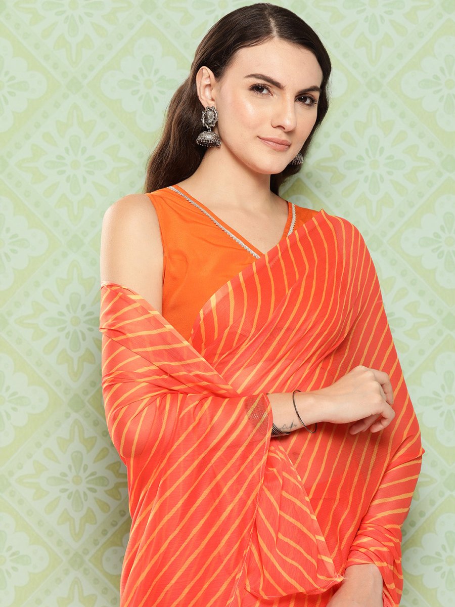 Ahalyaa Leheriya Poly Chiffon Saree | Grocsy