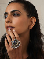 trueBrowns Silver Gold Tone Stone Ring | Grocsy