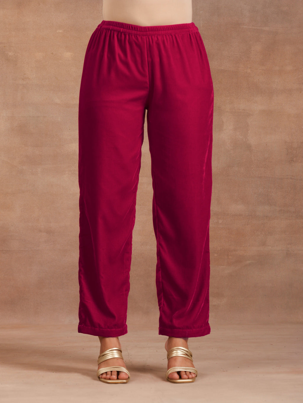 trueBrowns Rani Pink Velvet Pant | Grocsy