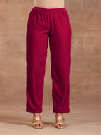 trueBrowns Rani Pink Velvet Pant | Grocsy
