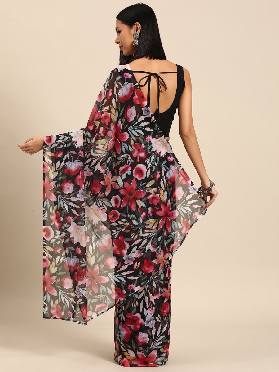 Ahalyaa Floral Poly Chiffon Saree | Grocsy