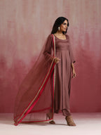 trueBrowns Brown Modal Anarkali Kurta Set | Grocsy