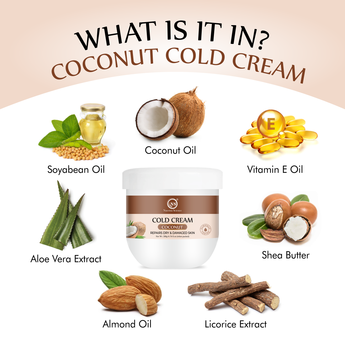 Nuerma Science Coconut Cold Cream For Winters To Repair Dry & Damaged Skin | Grocsy