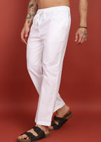 Fabmade Men’S Whitte Linen Drawstring Pyjama | Grocsy