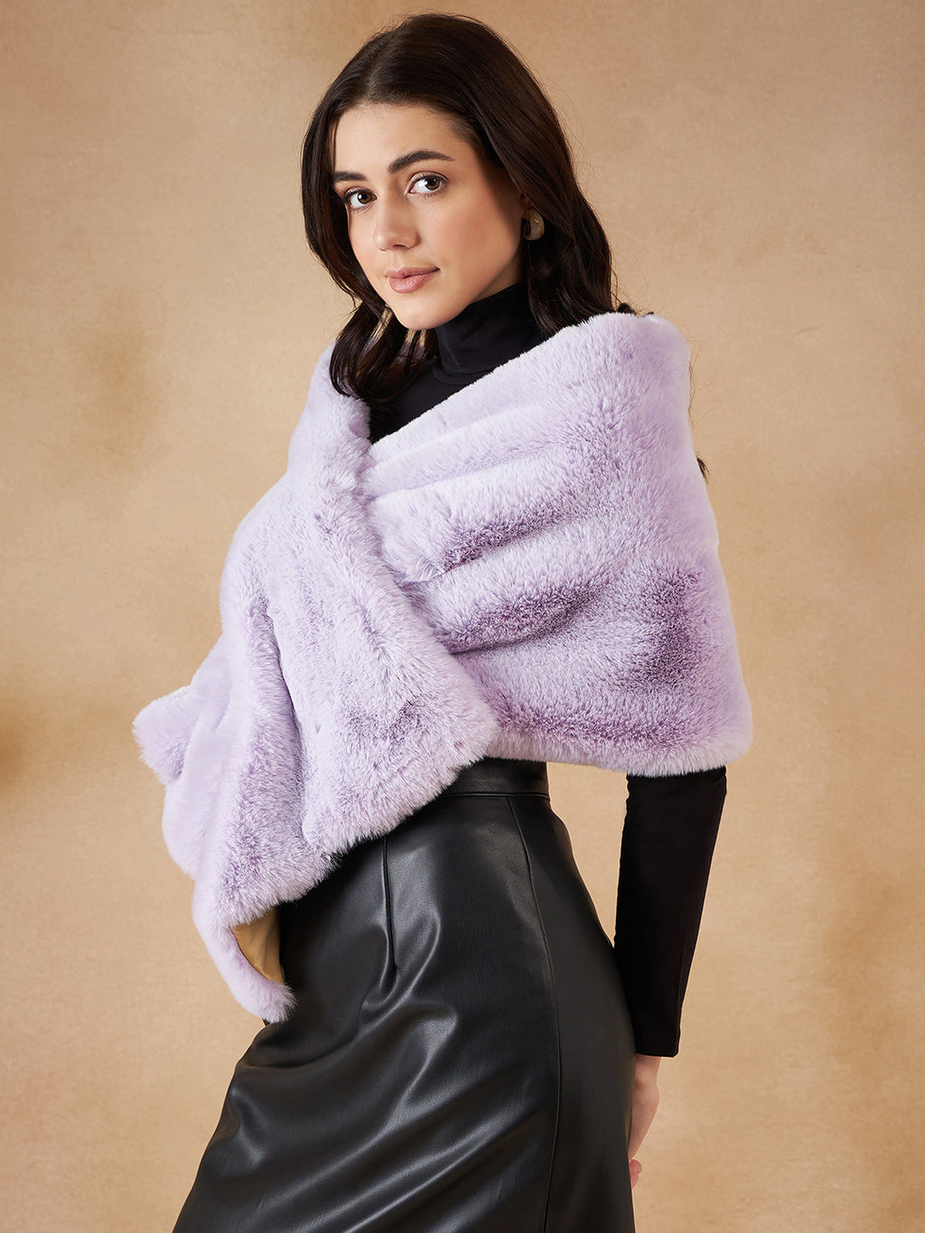 InWeave Women's Mauve Fur Cape | Grocsy
