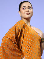 InWeave Women's Mustard Gold Print One Shoulder Kurta Set | Grocsy
