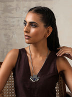 trueBrowns Silver Tone Blue Stone Pendant Chain | Grocsy