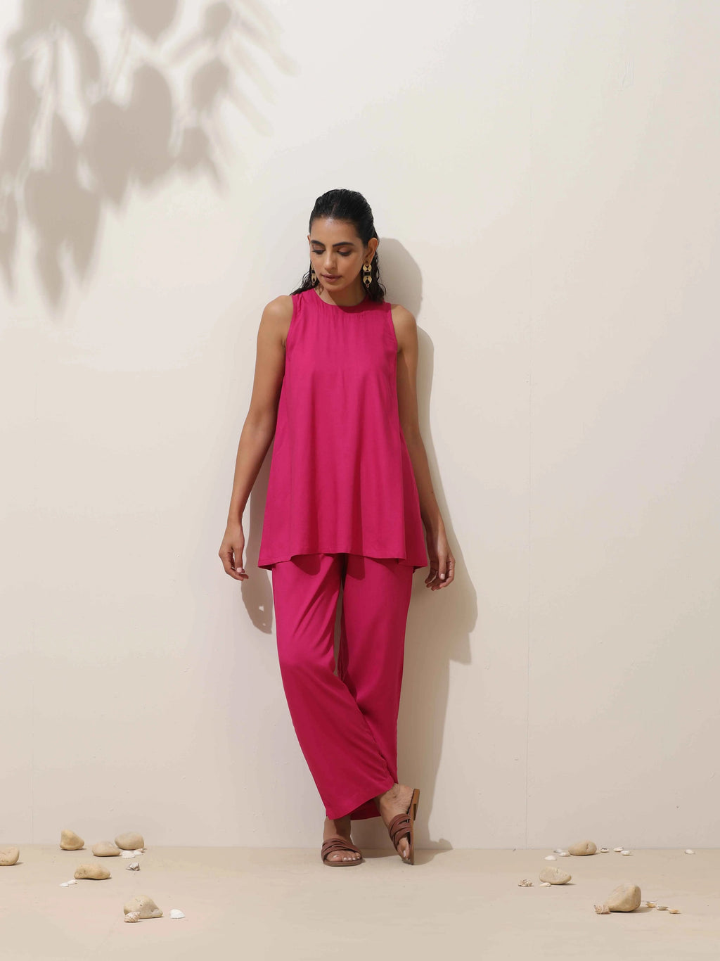 trueBrowns Pink Viscose Co-ord Set | Grocsy