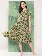 InWeave Women's Dark Green Square Dress | Grocsy