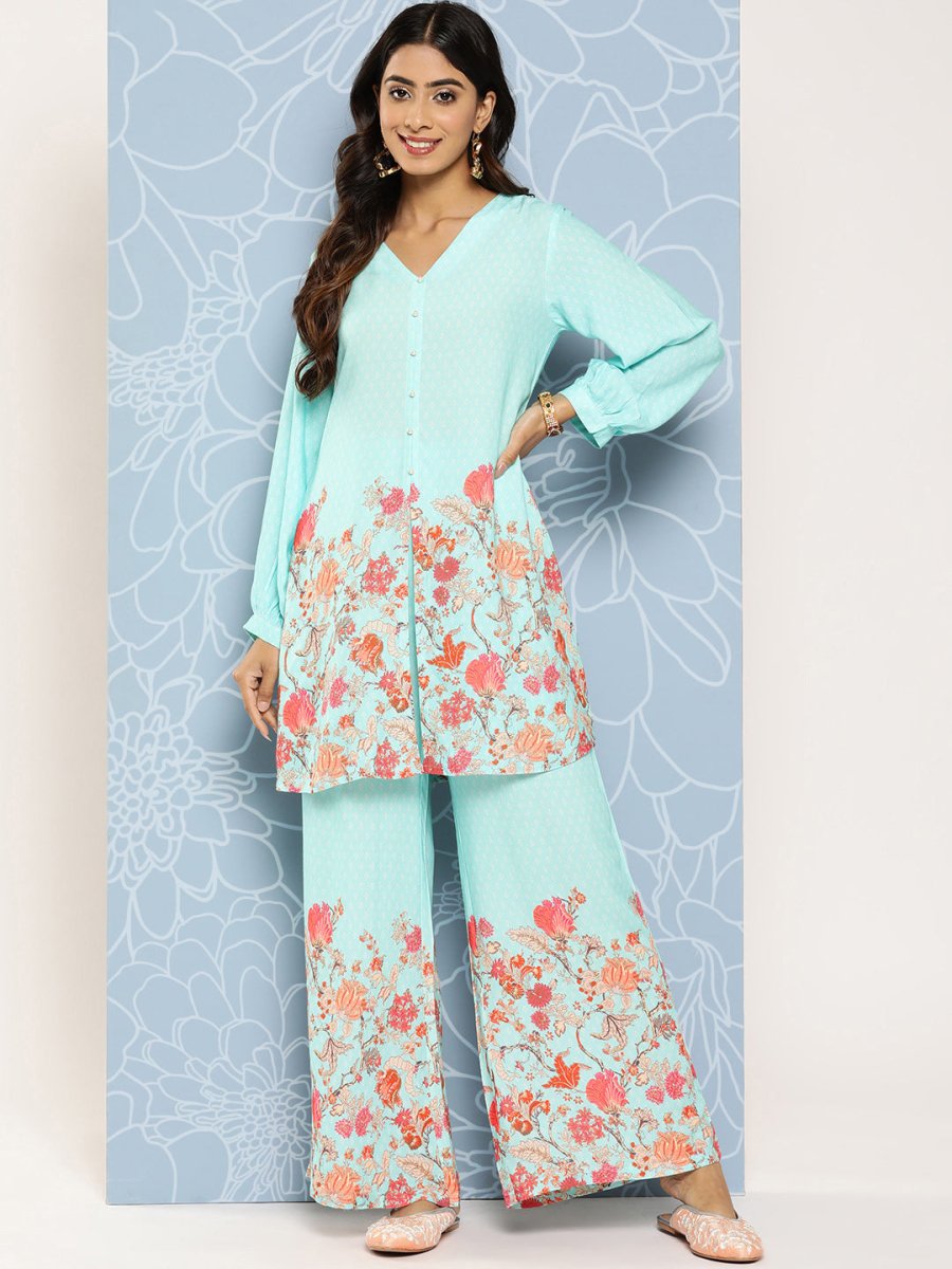 Ahalyaa Floral Printed Ethnic Co-Ords | Grocsy