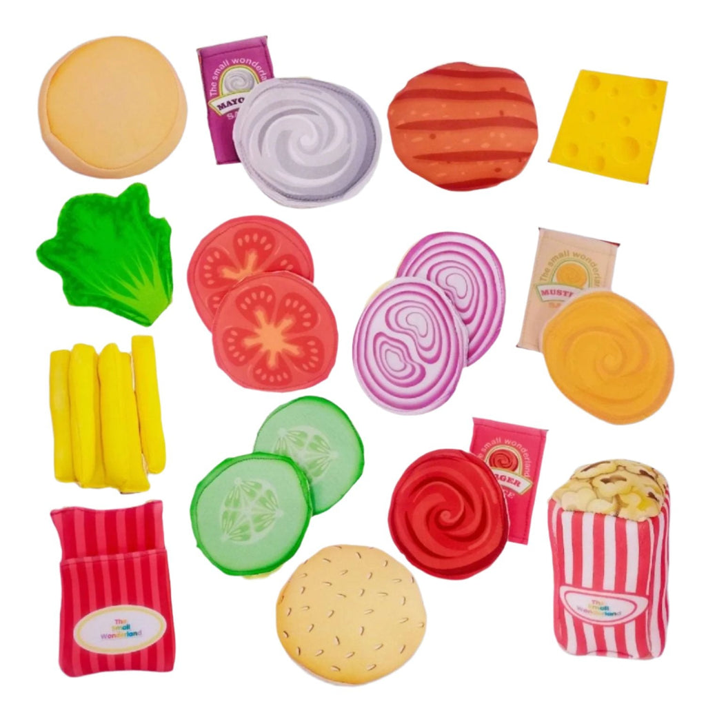 The Small Wonderland Pretend play Burger ,French fries & popcorn - 25 piece | Grocsy
