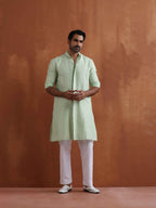 trueBrowns Men's Green Sequin Chanderi Kurta | Grocsy