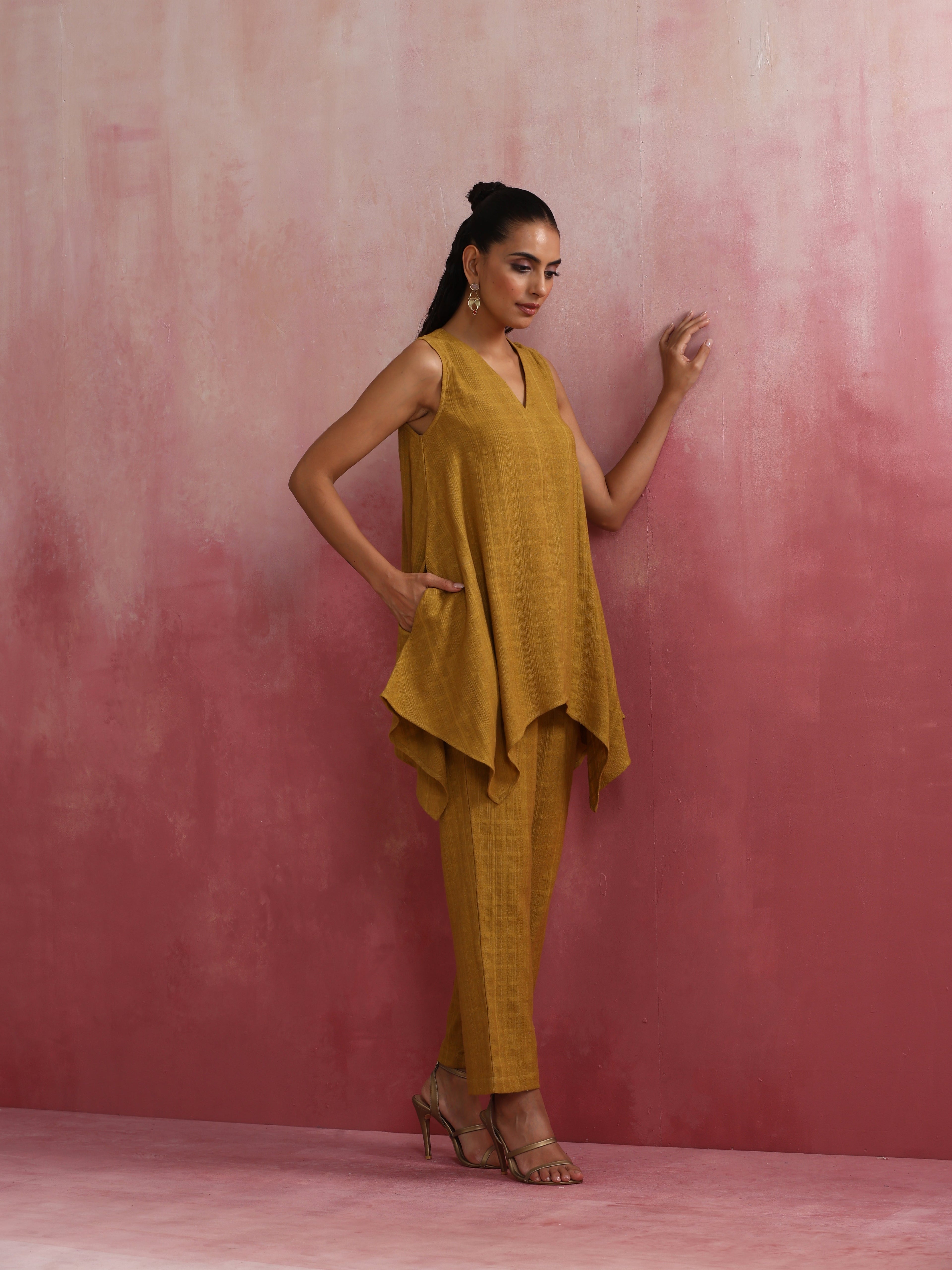 trueBrowns Mustard Cotton Dobby Co-ord set | Grocsy