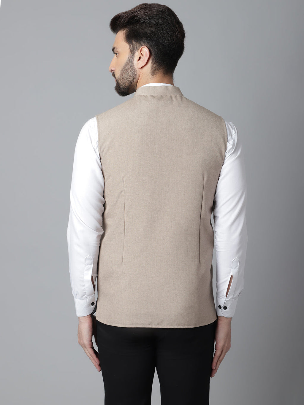 Even Apparels Men's Brown Nehru Jacket With Welt Pockets | Grocsy