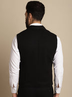 Even Apparels Men's Black Waistcoat with Notched Lapel | Grocsy