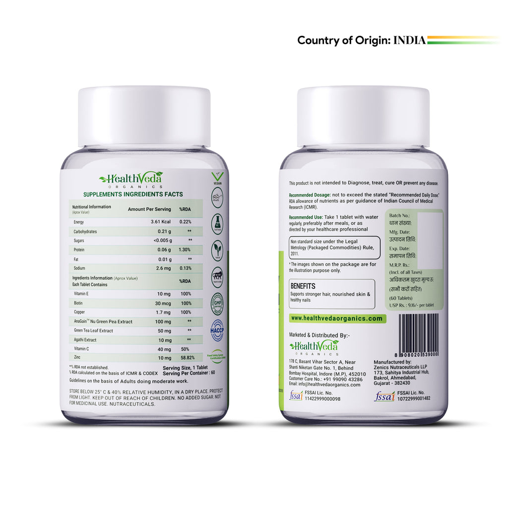 Health Veda Organics Advance Biotin Tablets | Grocsy