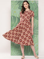 InWeave Women's Maroon Square Dress | Grocsy