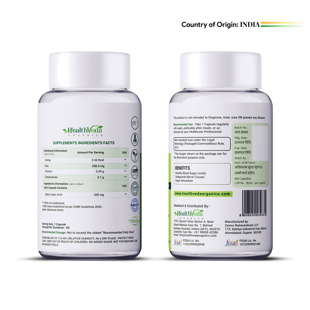 Health Veda Organics Alpha Lipoic Acid Capsules | Grocsy
