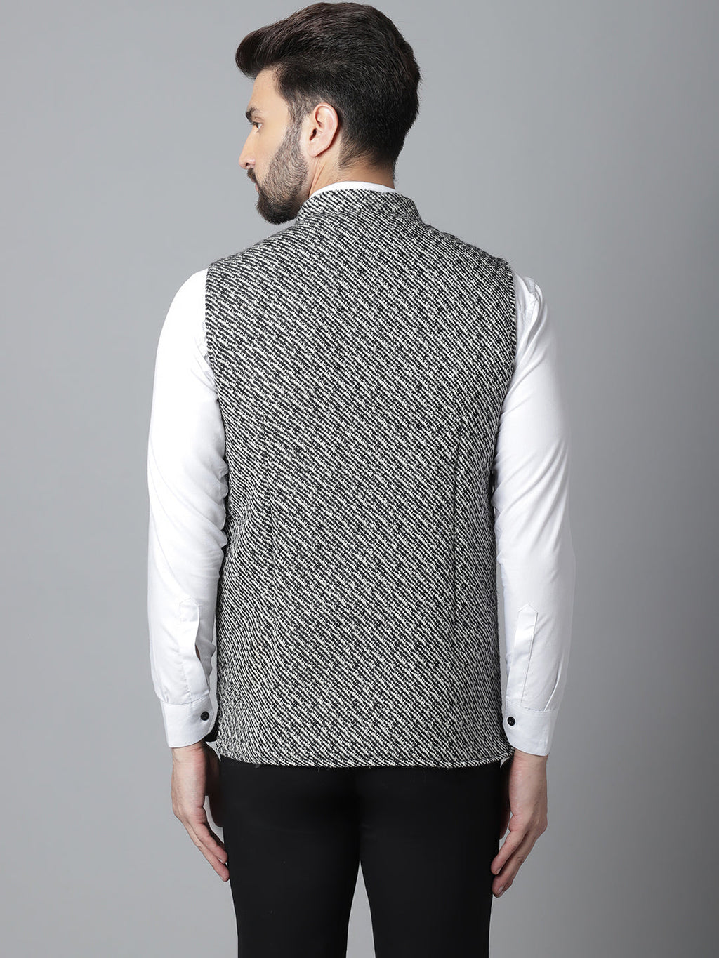 Even Apparels Men's Grey Pure Wool Nehru Jacket | Grocsy