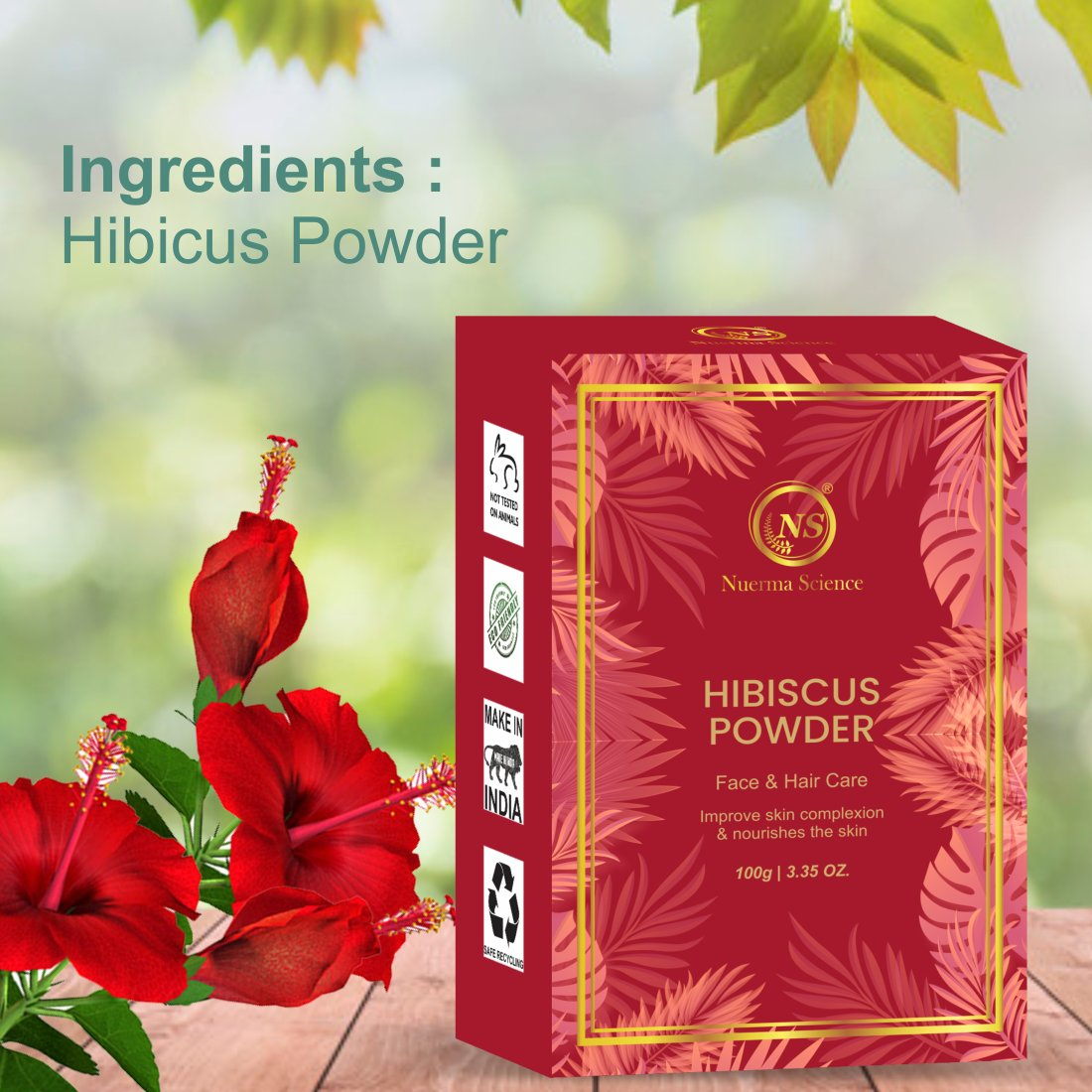 Nuerma Science Hibiscus Bio Organic Powder For Hair & Skin | Grocsy