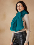 InWeave Women's Cyan Blue Faux Fur Neck Warmer | Grocsy