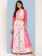 Ahalyaa Women Floral Printed Top with Palazzos & Shrug | Grocsy