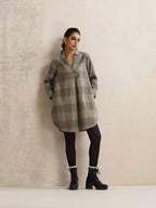 trueBrowns Green Check Pleated Winter Top | Grocsy