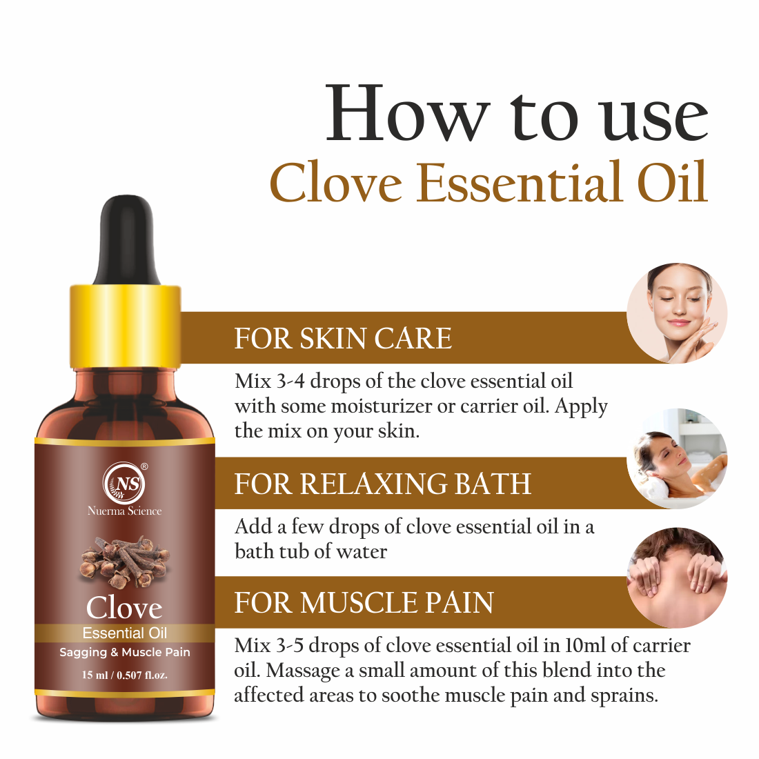Nuerma Science Clove Essential Oil For Skin, Hair & Teeth | Grocsy