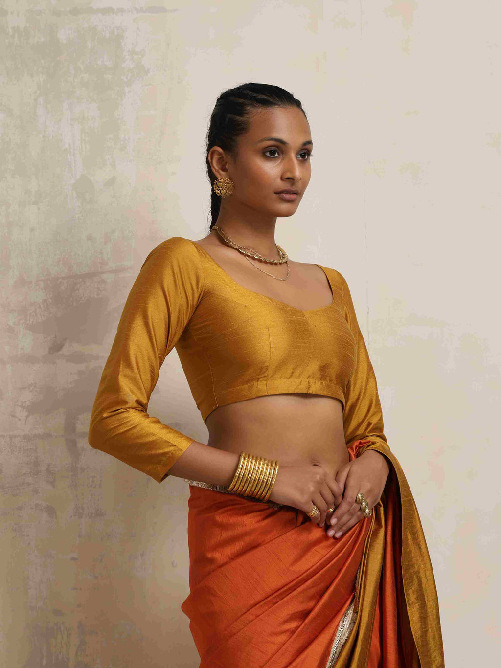 trueBrowns Gold Silk Blouse | Grocsy