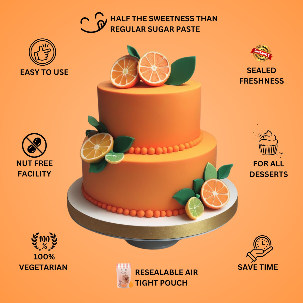 Confect Citrus Orange Fondant | Edible Sugarpaste | Grocsy