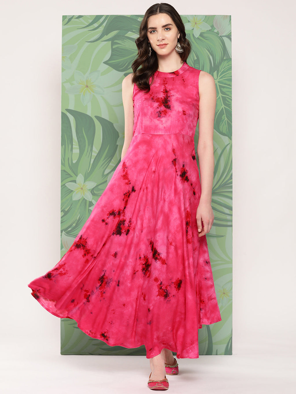 InWeave Women's Magenta Tie And Die Dress | Grocsy