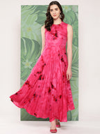 InWeave Women's Magenta Tie And Die Dress | Grocsy