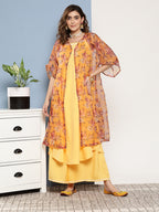 InWeave Women's Cassatta Yellow Cr Strappy Set With Mustard Brown Cape | Grocsy