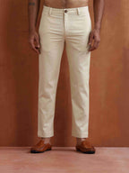 trueBrowns Men's Off White Cotton Twill Pants | Grocsy
