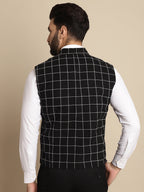 Even Apparels Men's Black Wool Waistcoat with Notched Lapel | Grocsy